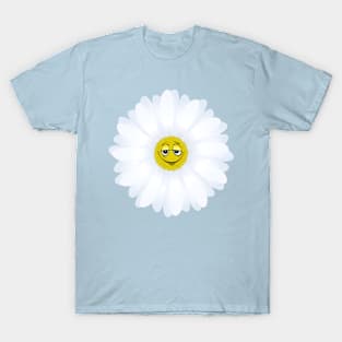 White Smiley Flower T-Shirt